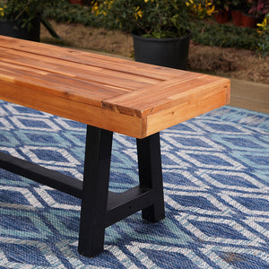 Phi Villa Patio Modern Acacia Wood Dining Set Outdoor Bench Picnic Table