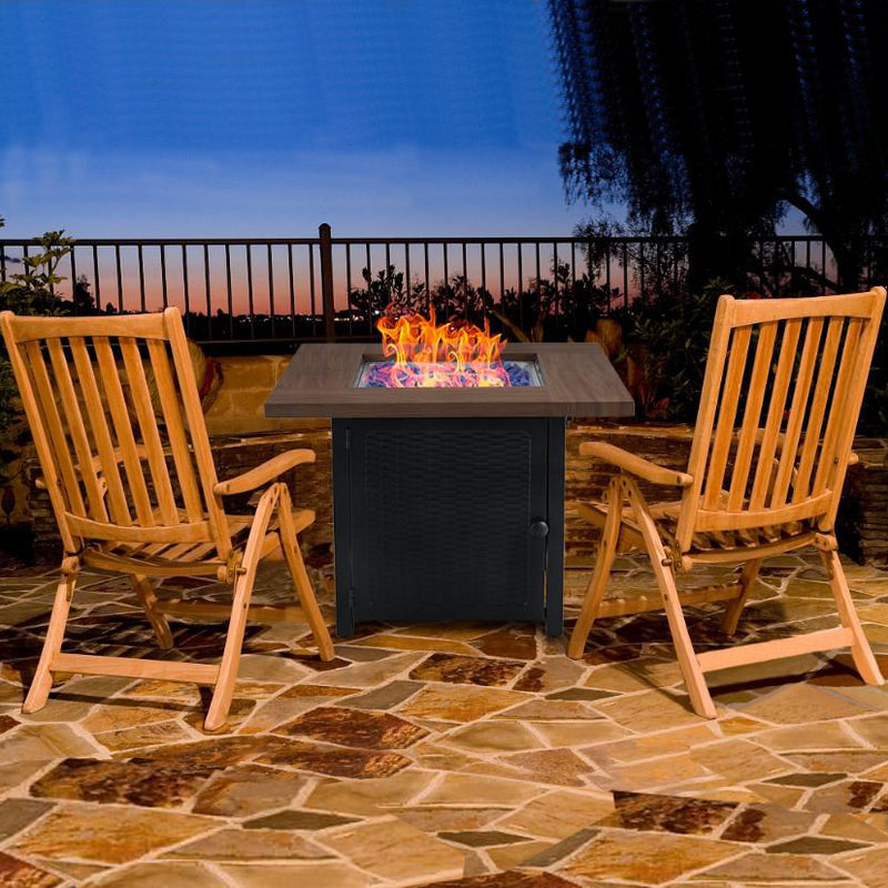 PHI VILLA 50,000 BTU Wood-like Steel Gas Fire Pit Table With Cover