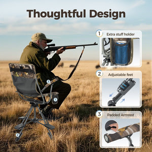 360° Silent Swivel Blind Hunting Chair with Shooting Pedals