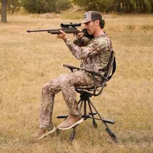 360° Silent Swivel Blind Hunting Chair with Shooting Pedals