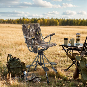 360° Silent Swivel Blind Hunting Chair with Shooting Pedals