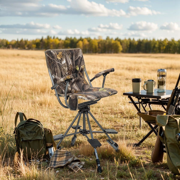 360° Silent Swivel Blind Hunting Chair with Shooting Pedals