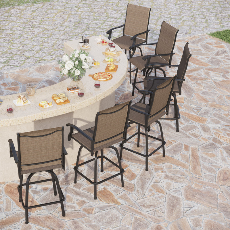 Outdoor Textilene All-Weather Swivel Bar Stools With Arms PHI VILLA