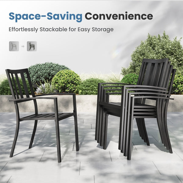7/ 9-Piece Patio Dining Sets with Extendable Table and Stackable Chairs PHI VILLA
