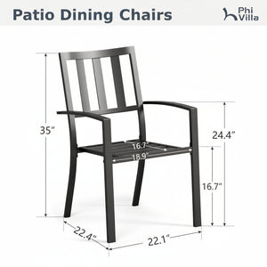 PHI VILLA 7-Piece Patio Dining Set 6 Stackable Chairs and Rectangle Table