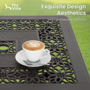 Phi Villa 3-Piece Cast Aluminum Square Table & 2 Patio High Swivel Bistro Bar Stools Chairs Set