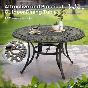 Cast Aluminum High Bar Dining Set with Round Table and 6 Swivel Barstools