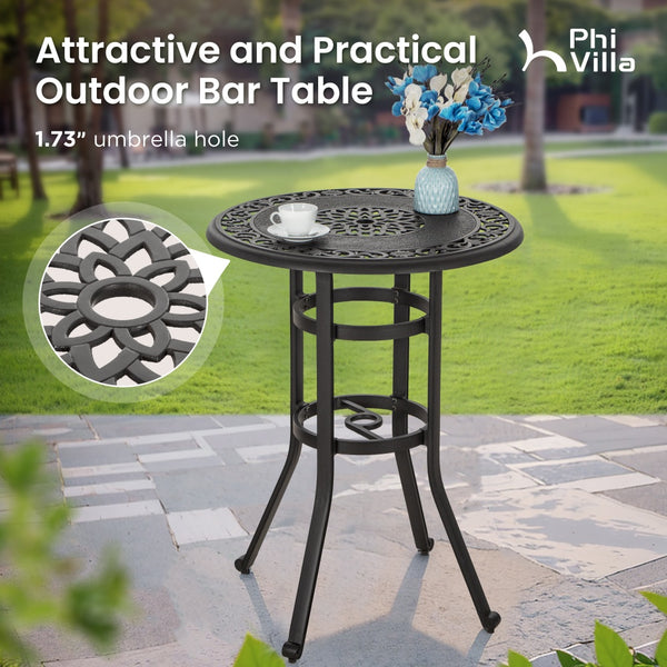 Antique Cast Aluminum Patio Pub Height Rust-free Swivel Bar Stools Set