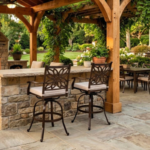 Antique Cast Aluminum Patio Pub Height Rust-free Swivel Bar Stools Set