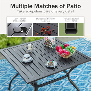 Wave 5-Piece Outdoor Dining Set with Stationary Chairs