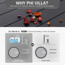 PHI VILLA 7-Piece Patio Outdoor Dining Set with Steel Rectangle Table & 6 Textilene Reclining Folding Chairs