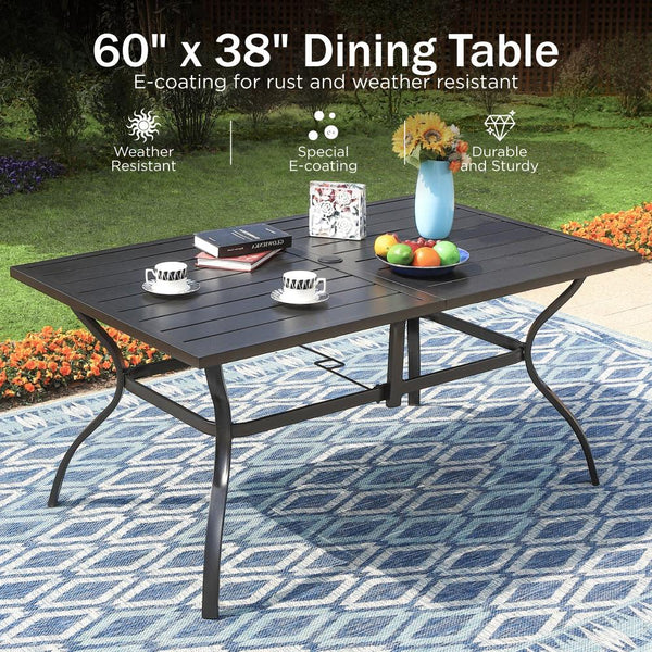 Vine 7-Piece Patio Dining Set of Stylish Steel Chairs and Steel Rectangle Table