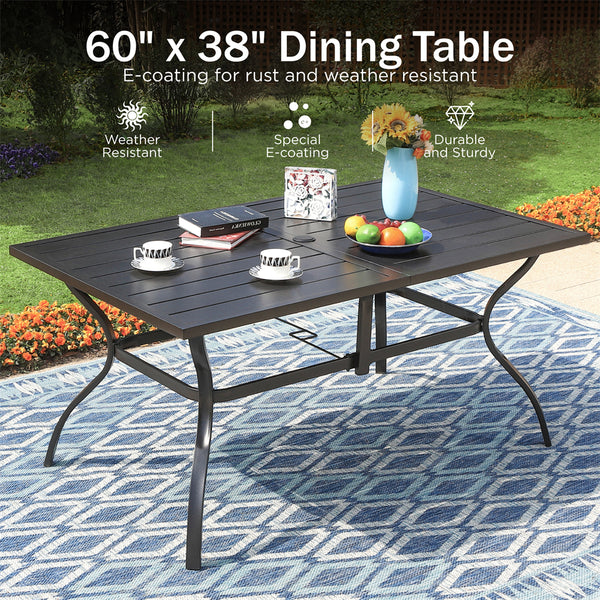7-Piece Outdoor Dining Set with Textilene Swivel Chairs for Garden,Deck PHI VILLA