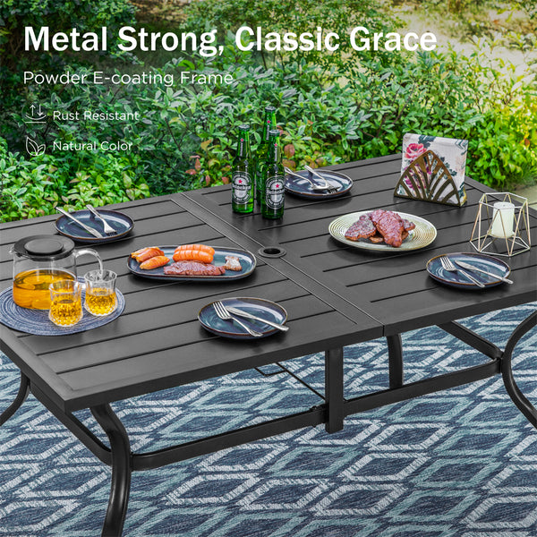 Vine 7-Piece Patio Dining Set of Stylish Steel Chairs and Steel Rectangle Table
