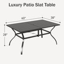 PHI VILLA 7-Piece Patio Outdoor Dining Set with Steel Rectangle Table & 6 Textilene Reclining Folding Chairs