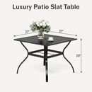 Phi Villa 37" Metal Square Slat Patio Dining Table with Umbrella Hole