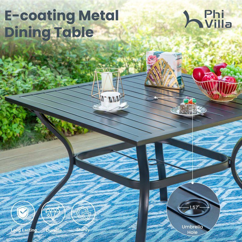 5-Piece Patio Dining Set with Textilene Swivel Chairs for Deck,Garden PHI VILLA