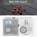 Phi Villa 37" Metal Square Slat Patio Dining Table with Umbrella Hole