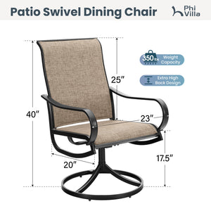 7-Piece Patio Dining Set withTextilene Chairs and U-Shape Leg Wood-grain Table-Phi Villa