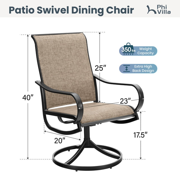 7-Piece Patio Dining Set withTextilene Chairs and U-Shape Leg Wood-grain Table-Phi Villa