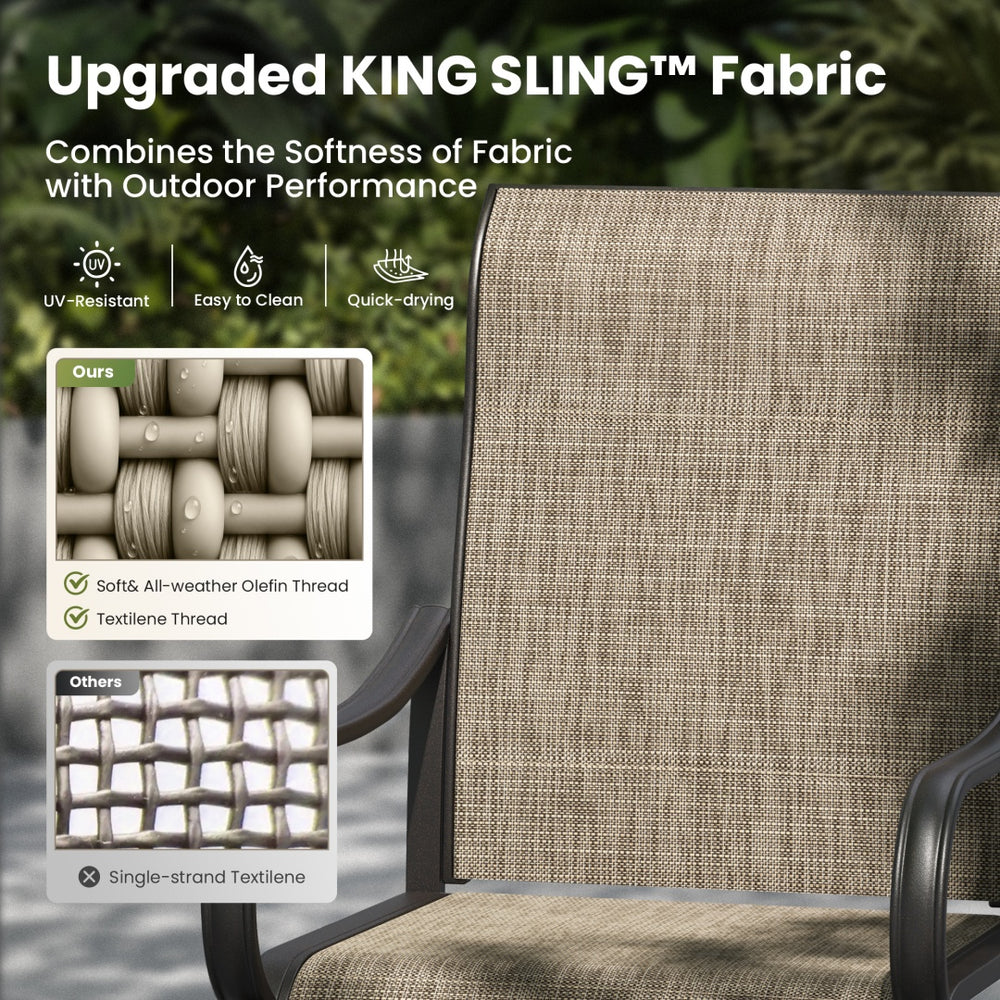 Wave 6-Seat Outdoor Dining Set with Stationary Chairs & Designer's Table