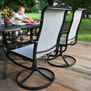 Patio Swivel Dining Chair with Black Frame for Porch,Deck,Backyard, PHI VILLA