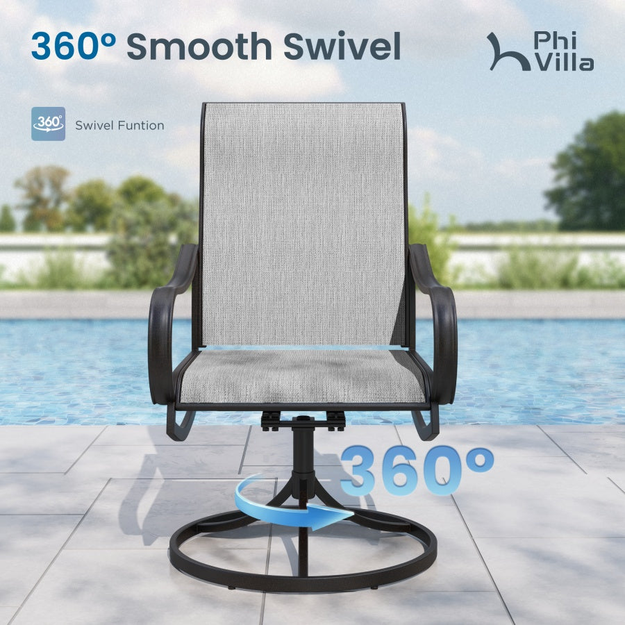 8-Piece Umbrella Patio Dining Set with 13FT Double-side Umbrella and Sling Swivel Chairs
