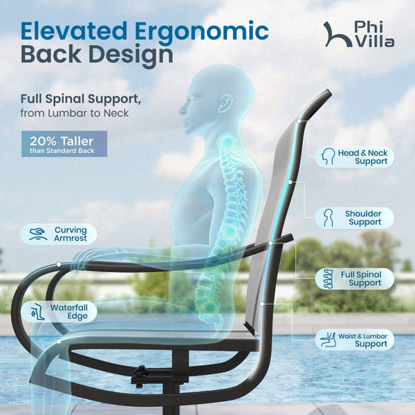 7-Piece Outdoor Dining Set with Textilene Swivel Chairs for Garden,Deck PHI VILLA