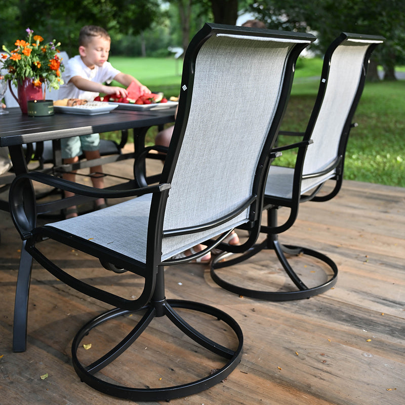 7-Piece Outdoor Dining Set with Textilene Swivel Chairs for Garden,Deck PHI VILLA