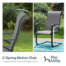 PHI VILLA C-Spring Textilene Patio Dining Chairs