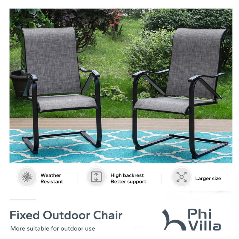PHI VILLA C-Spring Textilene Patio Dining Chairs