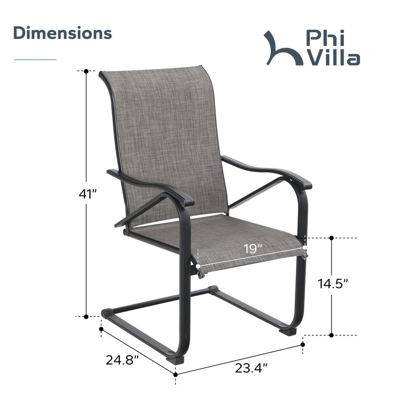 PHI VILLA C-Spring Textilene Patio Dining Chairs