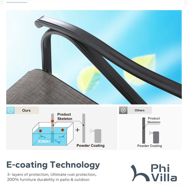 9-Pcs Patio Dining Set with Textilene C-spring Chair-Phi Villa