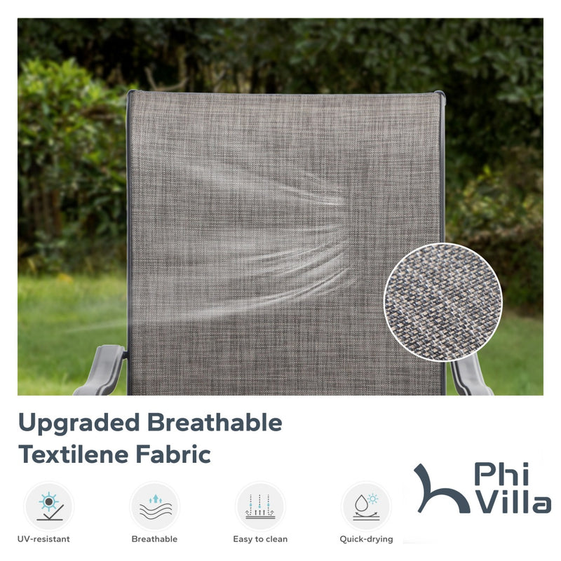 PHI VILLA C-Spring Textilene Patio Dining Chairs
