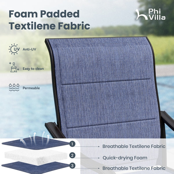 Patio Upgraded Padded Swivel Dining Chairs for Porch, Deck, Backyard PHI VILLA