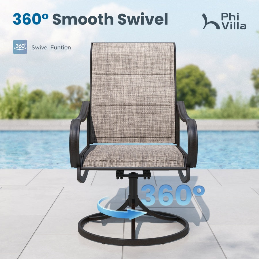 Modern 7-Piece Patio Dining Set with Upgraded Padded Swivel Chairs for Backyard PHI VILLA