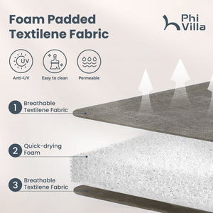 PHI VILLA 5-Piece Patio Dining Set Padded Textilene Swivel Chairs & Slat Steel Round Table