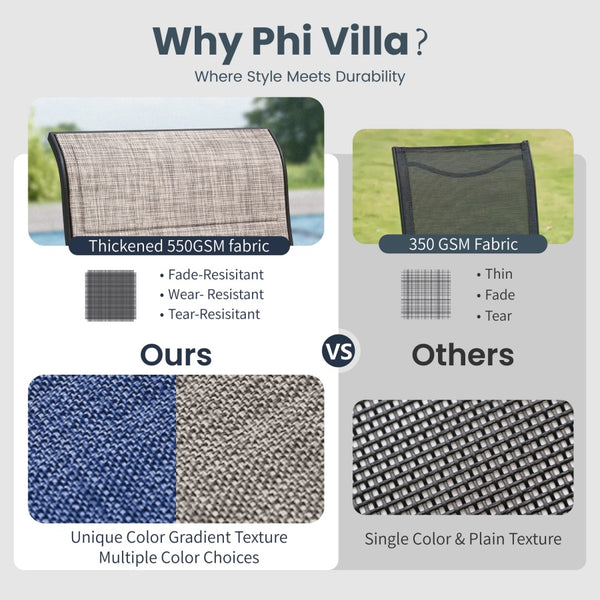 7-Piece Patio Dining Set with Upgraded Textilene Padded Chairs and Wood-grain Table-PHI VILLA
