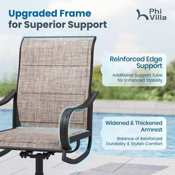 7-Piece Patio Dining Set withTextilene Chairs and U-Shape Leg Wood-grain Table-Phi Villa