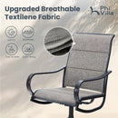 PHI VILLA 5-Piece Patio Dining Set Padded Textilene Swivel Chairs & Slat Steel Round Table