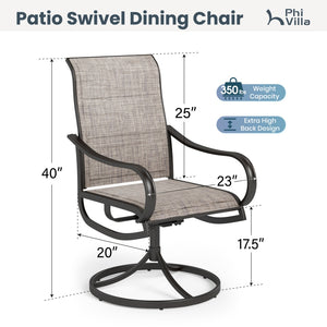 7-Piece Patio Dining Set with Upgraded Textilene Padded Chairs and Wood-grain Table-PHI VILLA