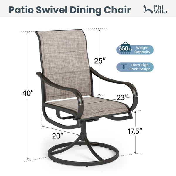 7-Piece Patio Dining Set with Upgraded Textilene Padded Chairs and Wood-grain Table-PHI VILLA