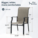 PHI VILLA Padded Textilene Patio Outdoor Dining Chairs, Set of 2