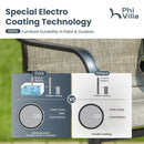 PHI VILLA 7-Piece Outdoor Dining Set 6 C-Spring Textilene Chairs & Steel Panel Table