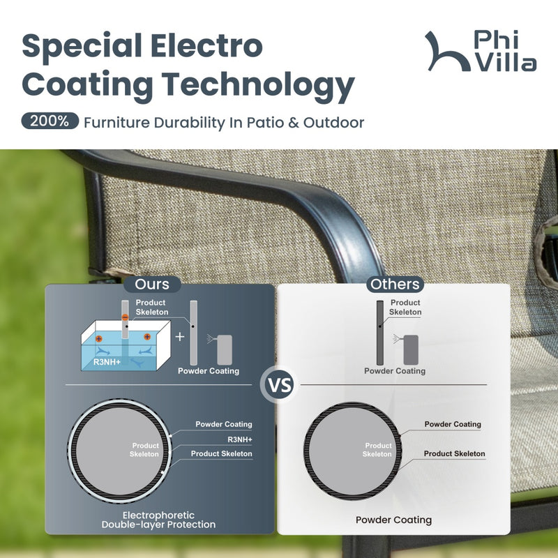 PHI VILLA C-Spring Textilene Patio Dining Chairs