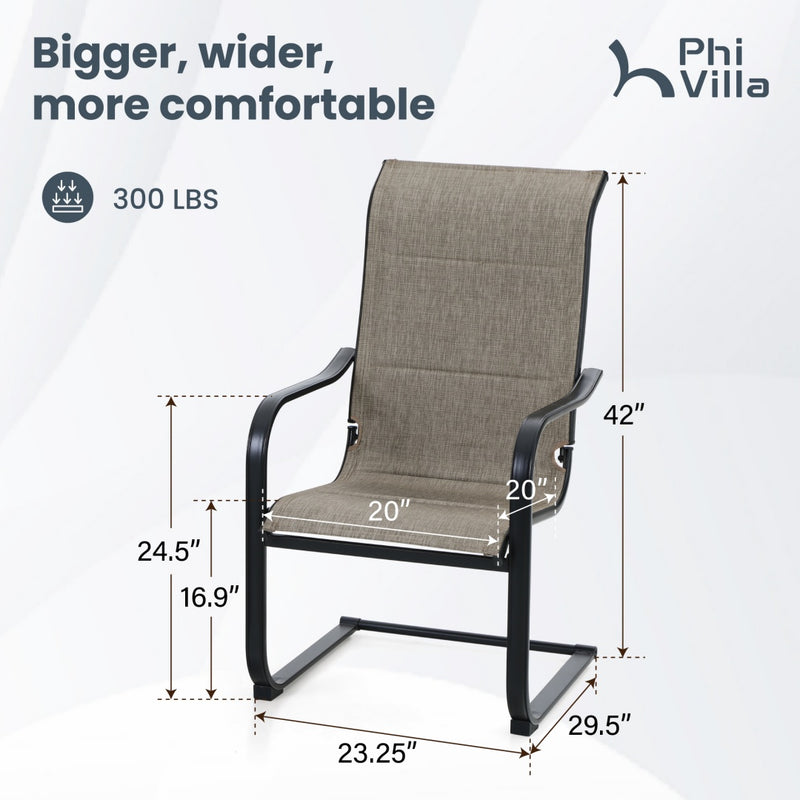 PHI VILLA C-Spring Textilene Patio Dining Chairs