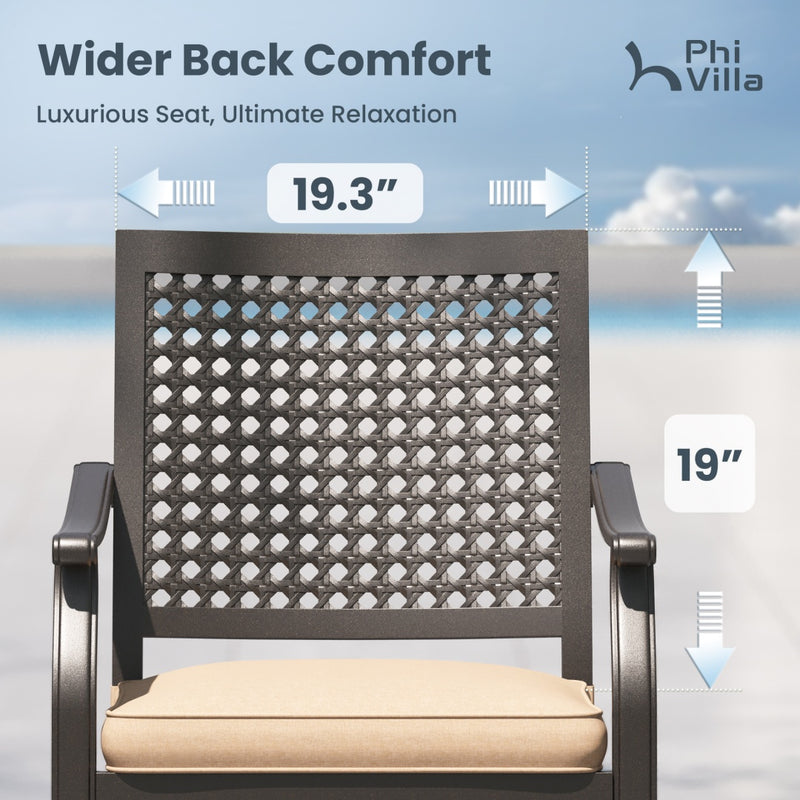 Phi Villa 7-Piece / 9-Piece Patio Dining Set Fixed Stackable Chairs & Extendable Table