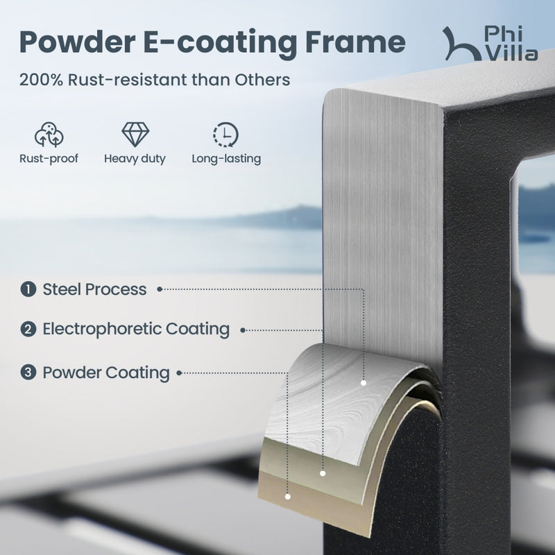 Phi Villa 7-Piece Patio Dining Set 6 Bullseye Pattern Chairs & Steel Rectangle Table