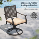 PHI VILLA Outdoor Fixed Steel Dining Chairs with Bullseye Flower Pattern - Set of 2