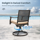 PHI VILLA Outdoor Fixed Steel Dining Chairs with Bullseye Flower Pattern - Set of 2